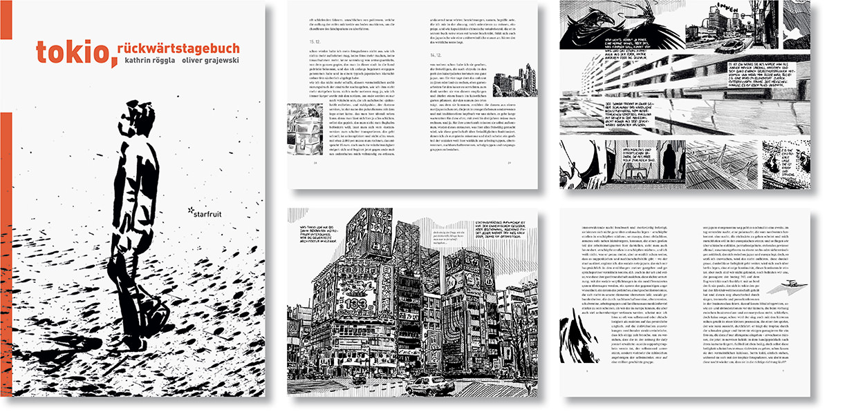 Buchgestaltung »tokio, rückwärtstagebuch«<br>von Kathrin Röggla und Oliver Grajewski